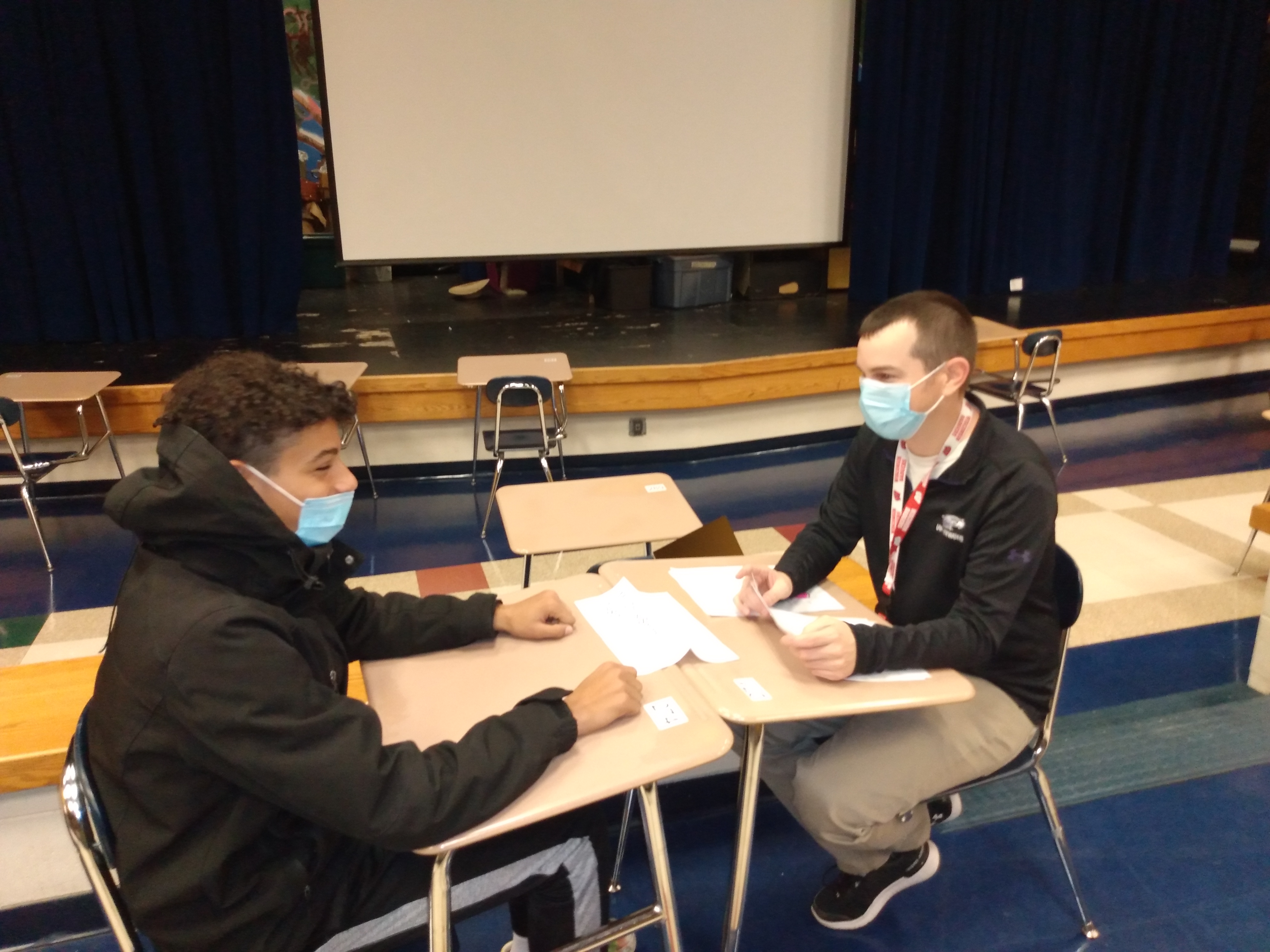mock interviews with student and staff